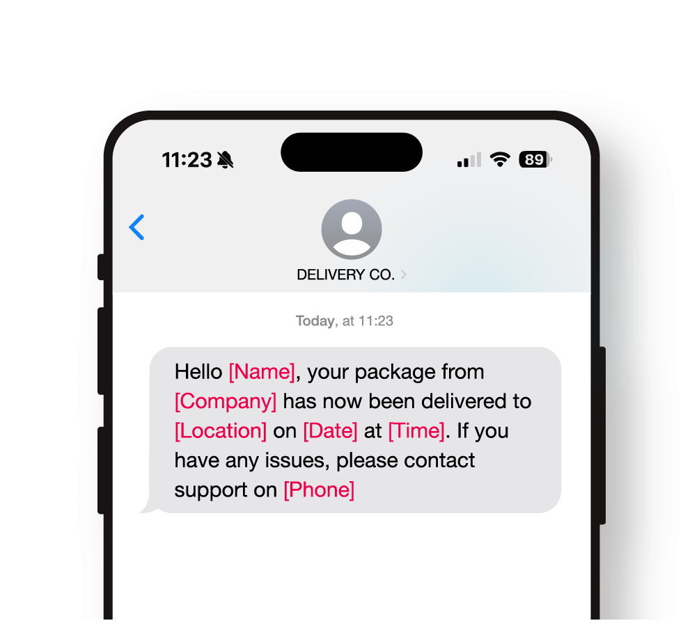 Faretext SMS reminders notification template image