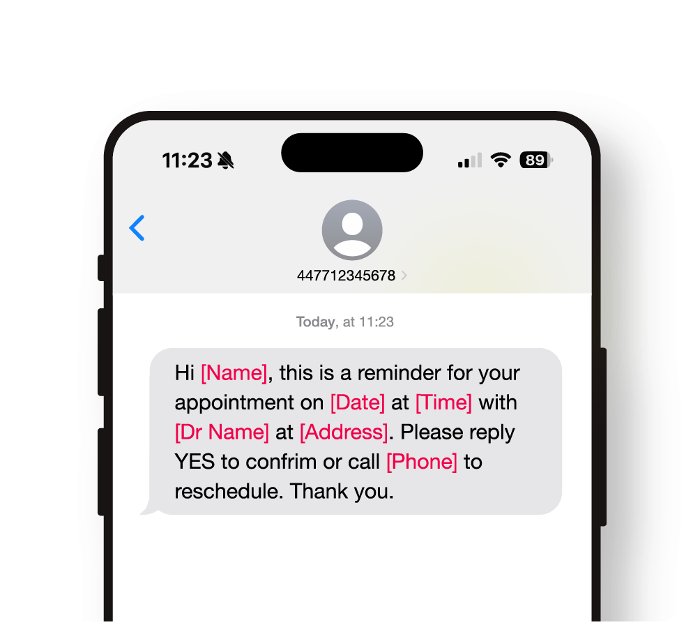 Faretext SMS Reminders reminder template image